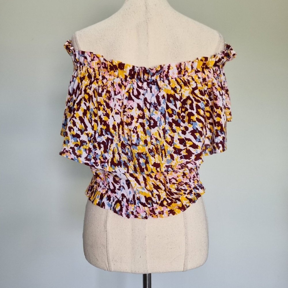 Tigerlily Talor Multicolour Leopard Print Off The Shoulder Peasant Top Size L XL - Picture 5 of 9